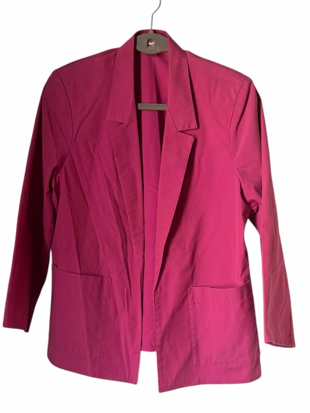 Koret Vibrant Hot Pink Two-Piece Pantsuit Blazer Pull On Pants Vintage Casual - Picture 2 of 10